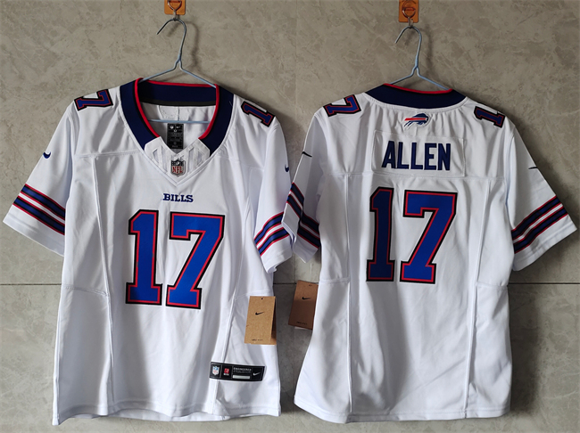 Women's Buffalo Bills #17 Josh Allen White 2023 F.U.S.E. Vapor Untouchable Limited Stitched Football Jersey(Run Small)